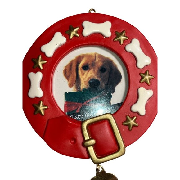 1993 Hallmark "Perfect Pooch" Red Dog Collar Photo Holder Ornament - Picture 3 of 12